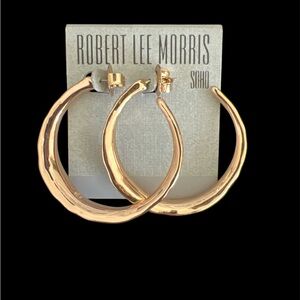 Robert Lee Morris Black and Gold Hoop Earrings